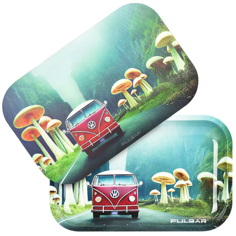 Pulsar Metal Rolling Tray with 3D Camper Van and Mushrooms Design, 11"x7" Size