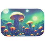 Pulsar 11"x7" Metal Rolling Tray with Vibrant 3D Mushroom Design and Textured Lid, Front View