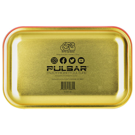 Pulsar Metal Rolling Tray with Lid, Cosmic Design, 11" x 7", Top View