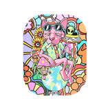 Pulsar Mini Metal Rolling Tray w/ Lid featuring a Chill Cat design, colorful graphics, 7"x5.5" size, front view