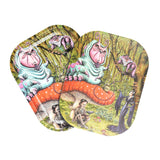 Pulsar Mini Metal Rolling Tray with Lid featuring Malice in Wonderland artwork, 7"x5.5" size - Top View