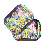 Pulsar Mini Metal Rolling Tray w/ Lid featuring a Psychedelic Desert design, 7"x5.5", perfect for storage
