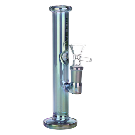 Pulsar Mini Straight Tube glass bong in a pearl finish with a concave ice catcher and 14mm female joint