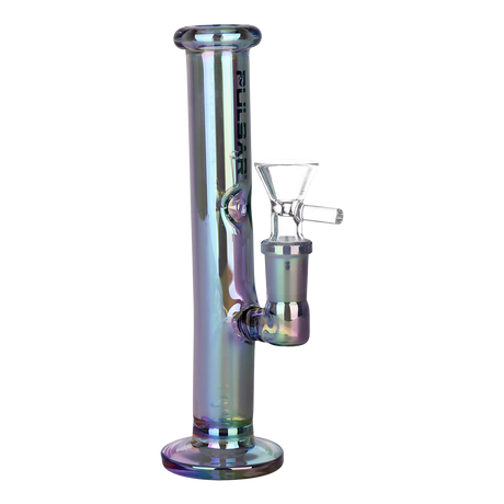 Pulsar Mini Straight Tube glass bong in iridescent blue, packaged with two other bongs in the set