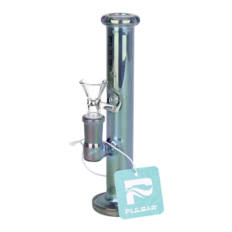 Pulsar Mini Straight Tube glass bong in iridescent rainbow, one of three colors in the 3-count bundle