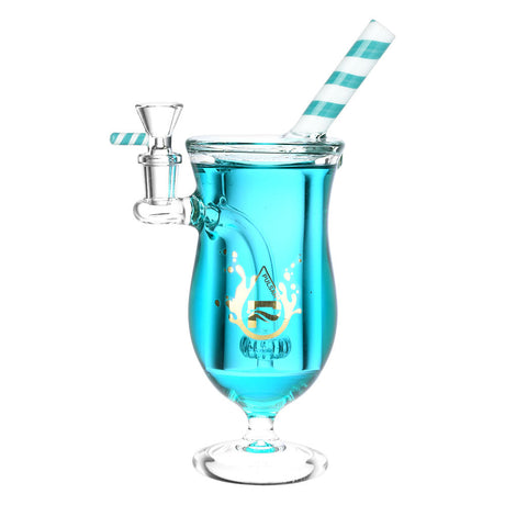 Pulsar Mocktail Glycerin Water Pipe, 9" tall, 14mm Female, with Disc Percolator and Striped Straw