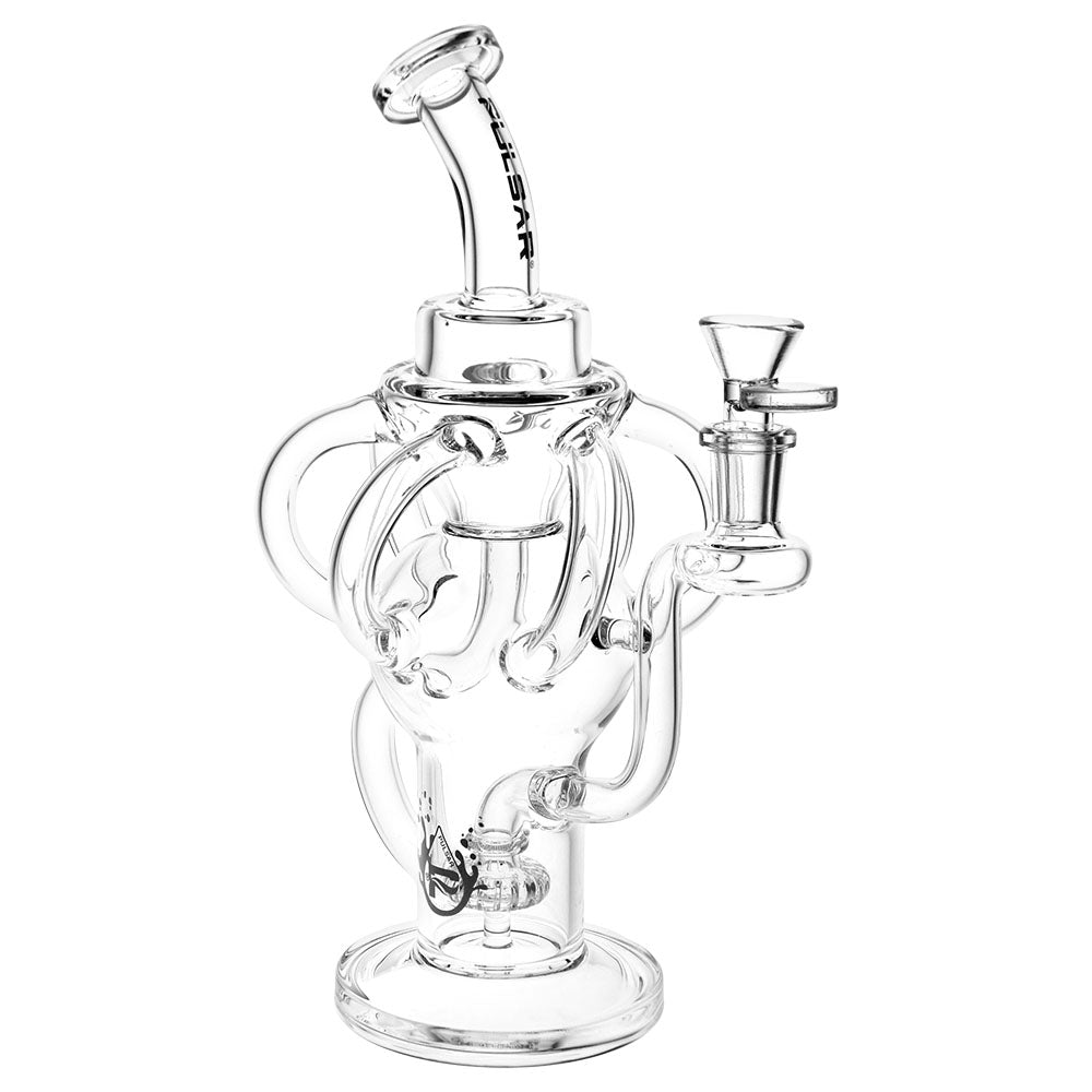 Pulsar 10" Multi-Arm Recycler Water Pipe, 14mm Female Joint, Clear Borosilicate Glass, Front View