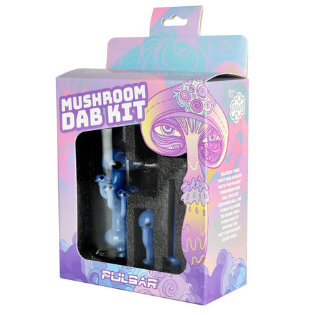 Pulsar Mushroom Dab Rig Kit in packaging, featuring durable borosilicate glass and fun design