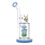 Pulsar Myco Magic Water Pipe front view, clear borosilicate glass with blue accents for Puffco Proxy