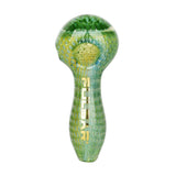 Pulsar Mystic Bubble Matrix Spoon Pipe in Black and Clear Borosilicate Glass, Front View