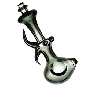 Pulsar Mysticism Ornate Horned Spoon Pipe in Assorted Colors, Borosilicate Glass, Side View