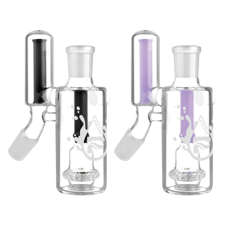 Pulsar Dual Chamber Ashcatcher in Black and Purple, 45 Degree Joint, Front View