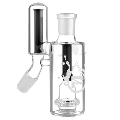 Pulsar Dual Chamber Ashcatcher in clear borosilicate, 45-degree joint, front view