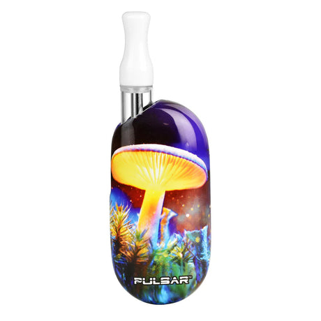Pulsar Obi Auto-Draw Vaporizer with Mystical Mushroom design, compact and battery-powered, front view