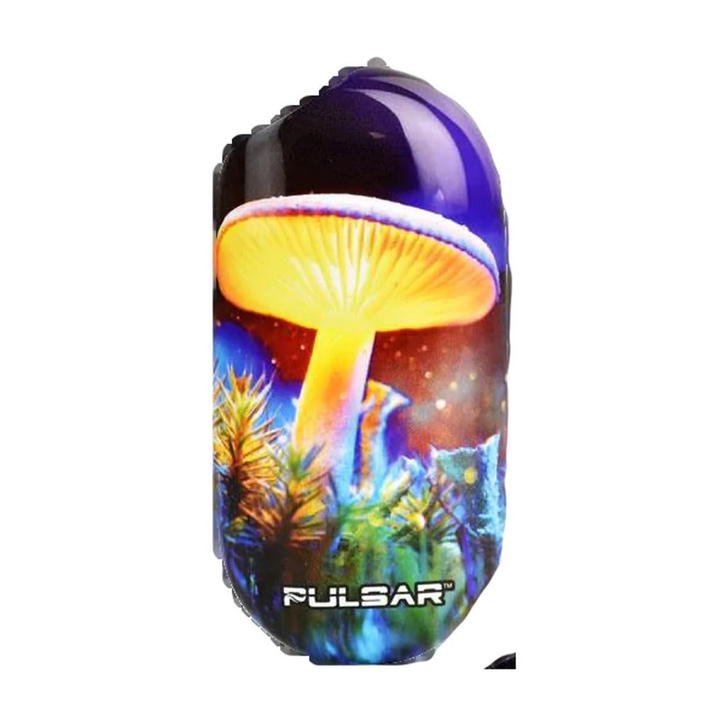 Pulsar Obi Auto-Draw Batteries in various designs including mushroom, tie-dye, honeycomb, and alien