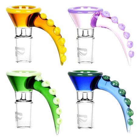 Pulsar Octopus Tentacle Bong Bowls in Assorted Colors, Borosilicate Glass, Side View