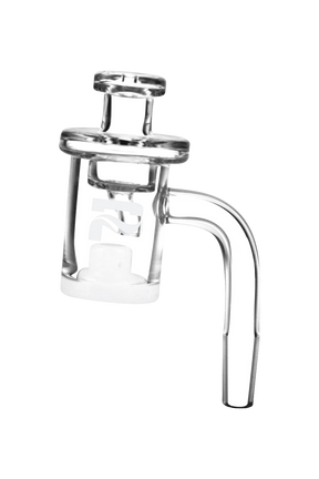 Pulsar Quartz Core Reactor Banger with Carb Cap, 90 Degree Joint, Side View on White Background