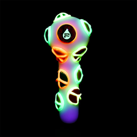 Pulsar Peacekeeper Hand Pipe with Glow-in-the-Dark Accents, Borosilicate Glass, Front View