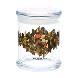 Pulsar Capy Rides and Cat Couch designs available on this 4.5 inch large pop top glass jar, 500mL