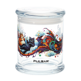 Pulsar Catatonic and Cannabis design options for the large glass stash jar with an airtight pop top lid