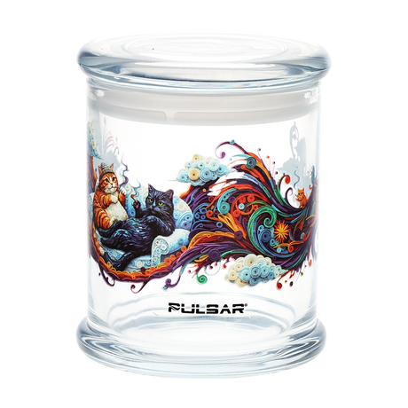 Pulsar Catatonic and Cannabis design options for the large glass stash jar with an airtight pop top lid
