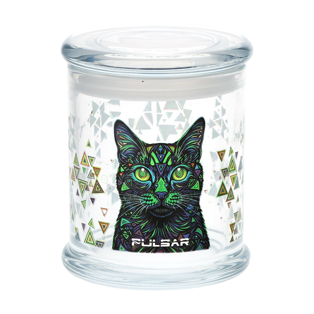 Pulsar Bigfoot Breaktime design large glass stash jar, one of eight artwork choices for this 500mL jar