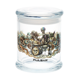 Pulsar Give The Drummer Some stash jar, large clear glass with a pop top lid and printed full color art