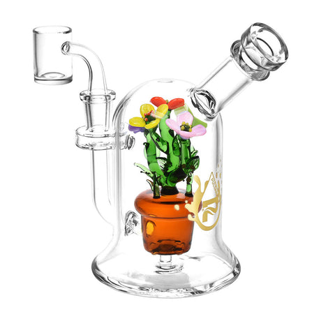 Pulsar Pretty Flowers Dab Rig, 6.5" tall, 14mm female joint, with colorful floral accents