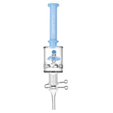 Pulsar Propeller Vapor Vessel, 9" borosilicate glass dab straw with blue accents, front view