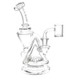 Pulsar Pyramid Baller Recycler Rig, 8" 14mm Female Joint, Clear Borosilicate Glass, Front View