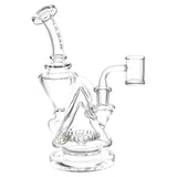 Pulsar Pyramid Baller Recycler Rig, 8" 14mm Female Joint, Clear Borosilicate Glass, Front View
