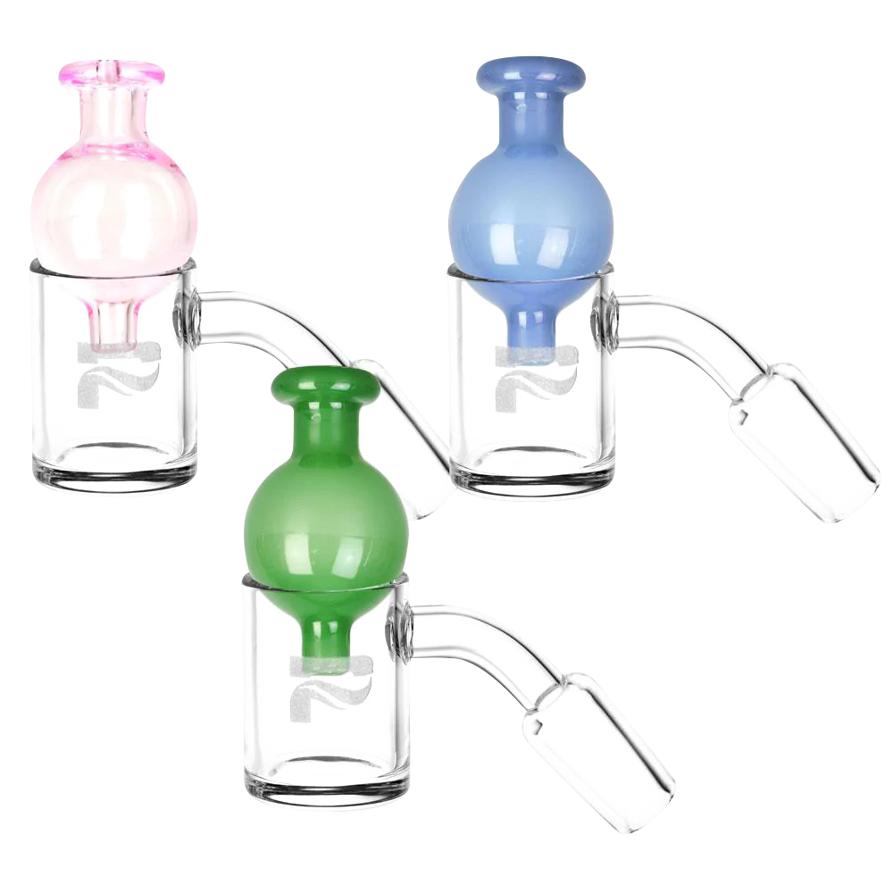 Pulsar Quartz Banger & Ball Carb Cap Set at 45 Degree Angle for Dab Rigs, Clear with Assorted Colors