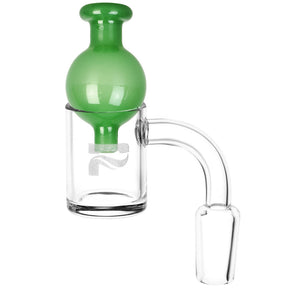 Pulsar Quartz Banger & Ball Carb Cap Set for Dab Rigs, 90 Degree Joint, Front View on White