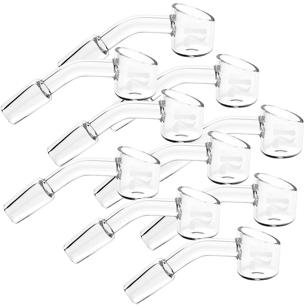 Pulsar quartz banger with angle cut design and 45 degree stem, 14mm male joint, 10-count bundle