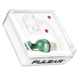 Pulsar Quartz Banger with Helix Carb Cap, clear, for concentrates, angled view in packaging