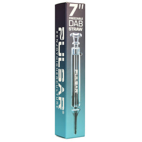 Pulsar Quartz Freezable Glycerin Dab Straw, 7" Size, Front View with Packaging