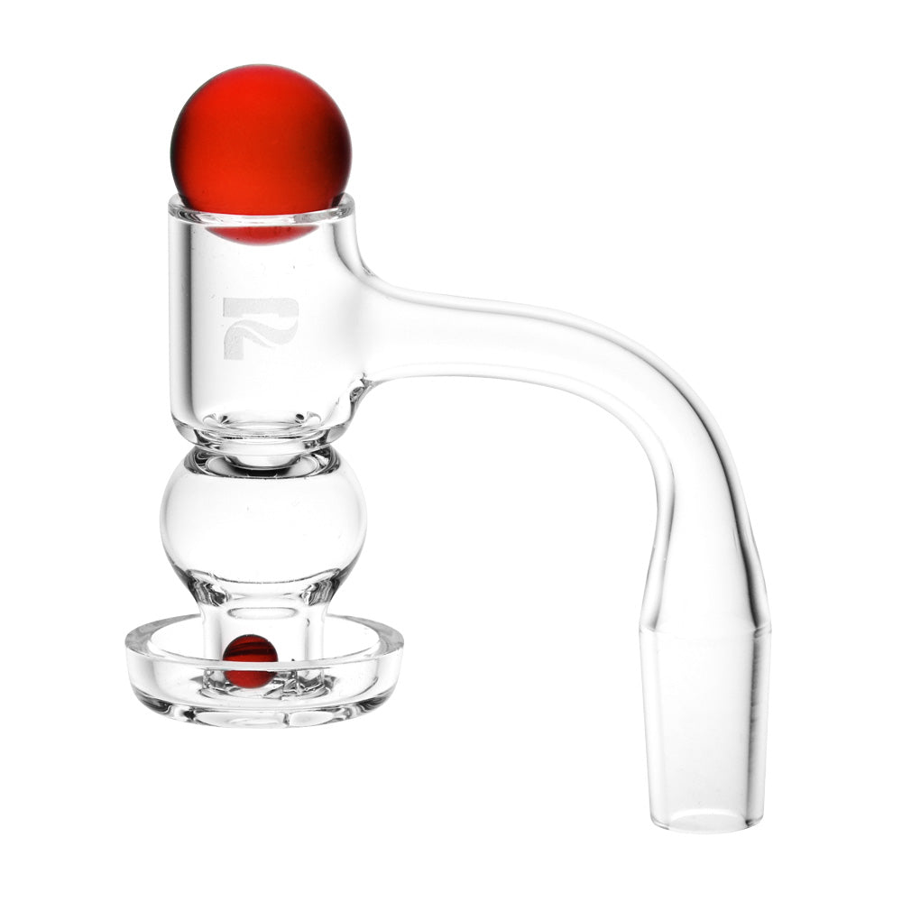 Pulsar Quartz Terp Slurper Hybrid Set with red marble cap, clear view on white background