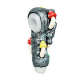 Pulsar Rainbow Puking Skull Spoon Pipe with Mushroom Accents - Side View