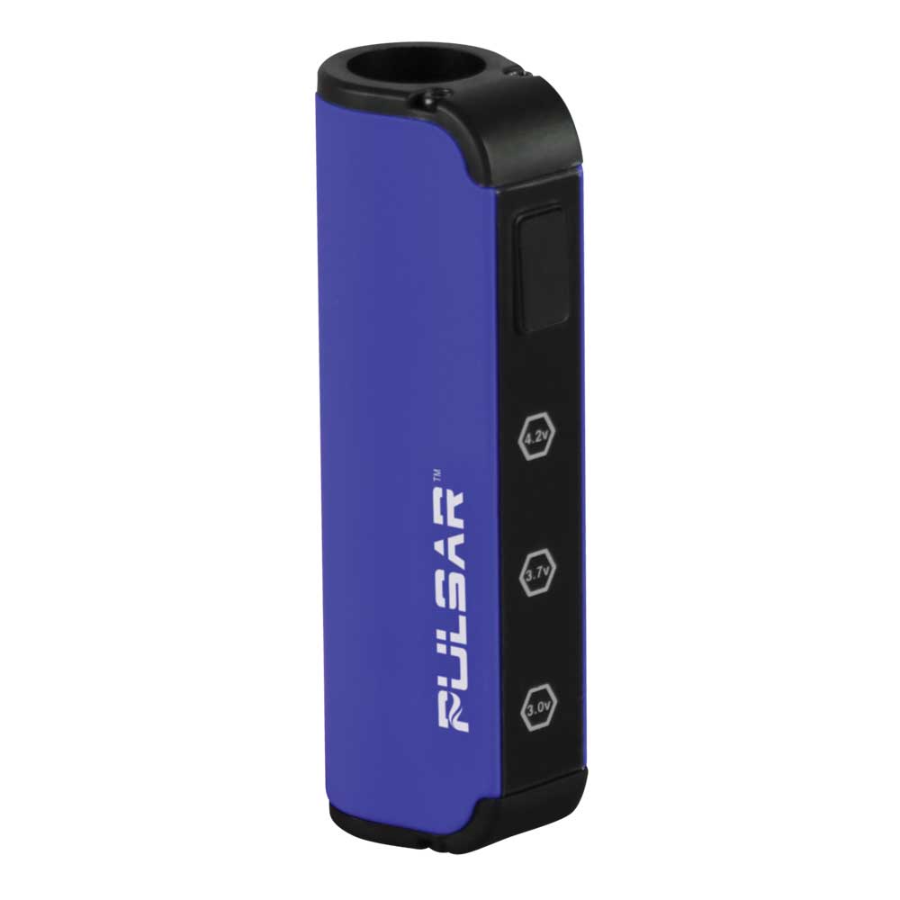 Pulsar ReMEDI M2 blue vape battery, variable voltage, 450mAh, front view on white background