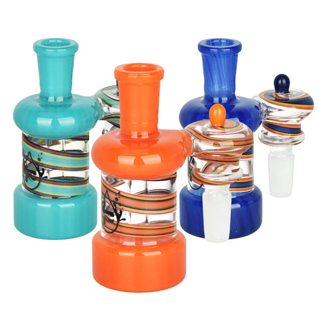 Pulsar Resonant Reality Ash Catchers in vibrant colors with 90-degree joint angle, made of borosilicate glass