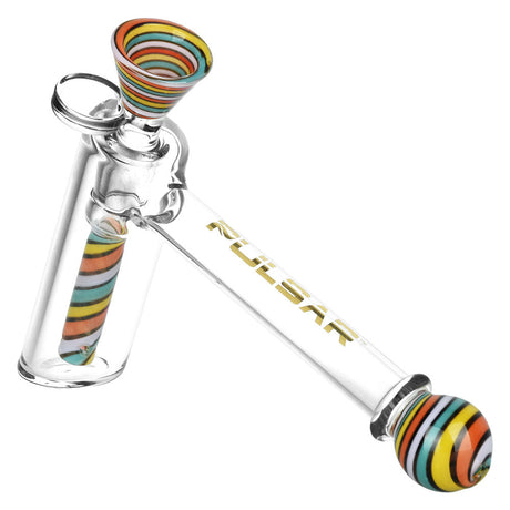 Pulsar Retro Rave Wig Wag Bubbler with Herb Slide, Clear Borosilicate Glass, Side View