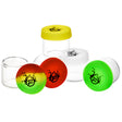 Pulsar RIP Series assorted color glass terp jars with silicone lids, compact design, front view