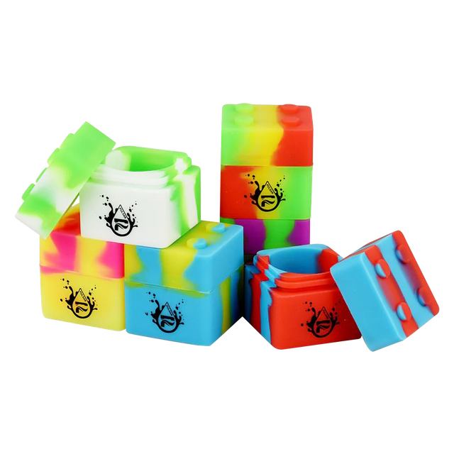 Assorted Pulsar RIP Series Silicone Dab Containers, 9mL, 25pc set in vibrant colors