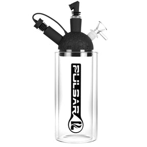 Pulsar RIP Series 11" Silicone Gravity Water Pipe in Black, Front View with Borosilicate Glass