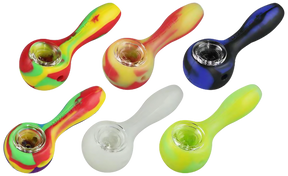 Pulsar RIP Silicone Spoon Pipes in various colors with borosilicate glass bowls