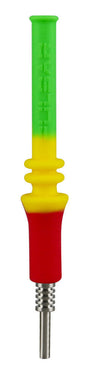 Pulsar RIP Silicone Vapor Straw in Rasta colors with Titanium Tip, front view on white background