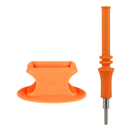 Pulsar RIP orange silicone vapor straw with titanium tip and stand, ideal for concentrates
