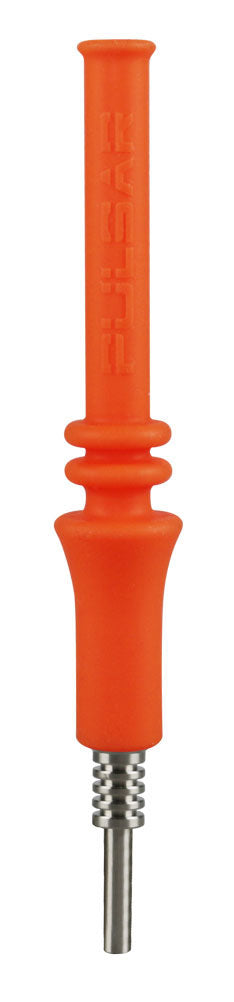Pulsar RIP Vapor Straw in vibrant orange with titanium tip, ideal for concentrates, front view