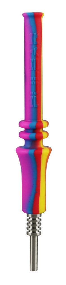 Pulsar RIP Vapor Straw in Tie Dye, 6.25" Silicone Dab Straw with Titanium Tip, Front View