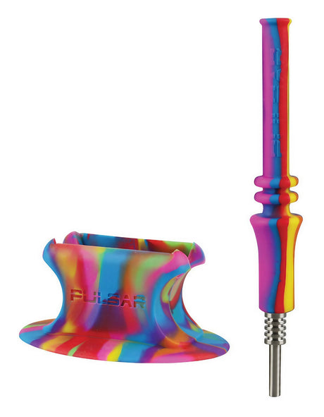 Pulsar RIP Vapor Straw with Stand in Tie Dye design, 6.25" tall, for concentrates